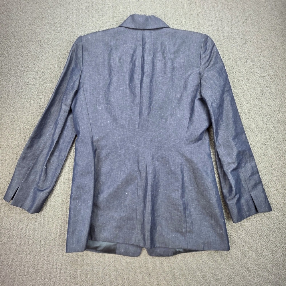 Linda Allard Ellen Tracy Blazer Women Blue Linen Cotton Professional Jacket 10P - Picture 2 of 7